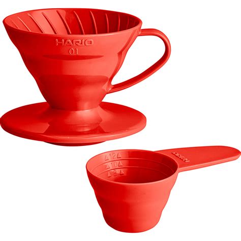 Hario V60 Size 01 Red Plastic Coffee Dripper And Measuring Spoon VD 01R