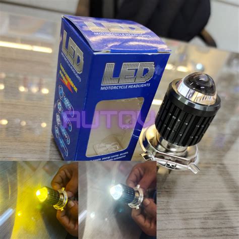 Lampu Led Utama Motor H4 Laser D2 High Low 2 Warna Putih Kuning Ad Dc Vixion Dan Lain Lain