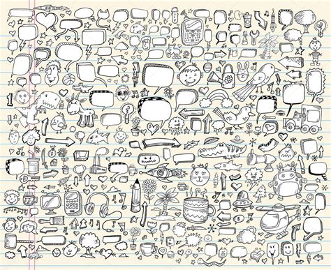 Notebook Doodle Sketch Vector Design elements Set — Stock Vector ...