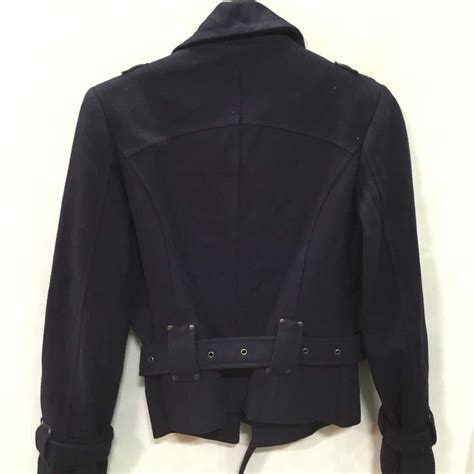 Womens Sambag Button Up Navy Blue Jacket With Belt S