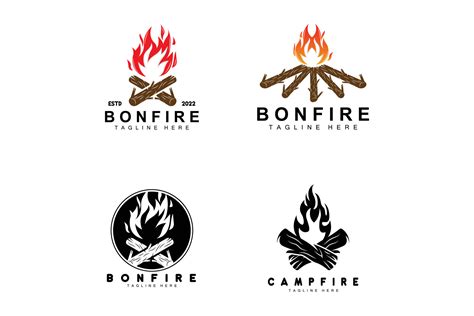 Campfire Logo Design Camping Vector Wood Fire And Forest Design