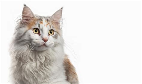 Retrato De Estudio De Gato Blanco Y Naranja Con Fondo Blanco Generado