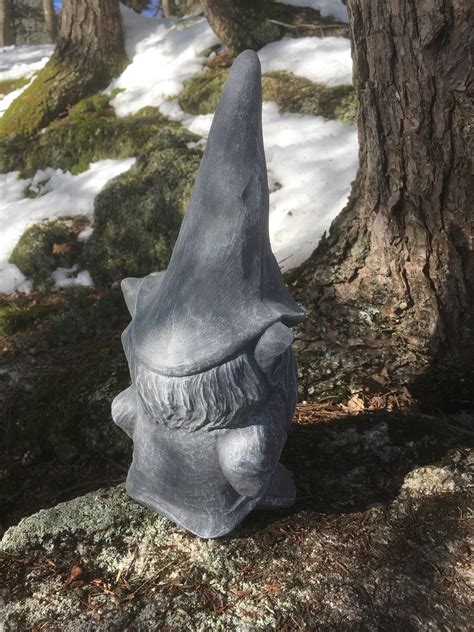 Gnome Statue Garden Gnome Cement Statue Painted Concrete Etsy