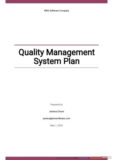 Quality Management Plan Examples Word How To Develop Pdf