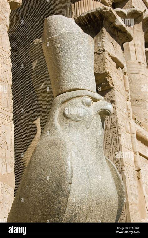 Ancient Egyptian Statue Of The Hawk Headed God Horus Wearing The