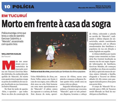 Jornal de Tucuruí e Região Gazzeta Regional Diário do Pará Morto