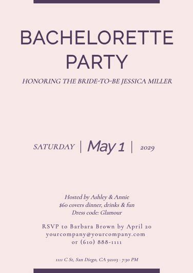 Bachelorette Party Invitation Templates Microsoft Word Free Word Template