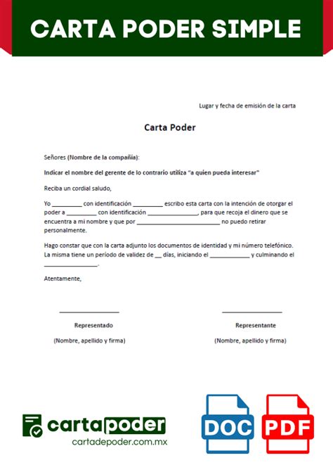 ᐅ Carta Poder Simple 15 Ejemplos en Word PDF Gratis