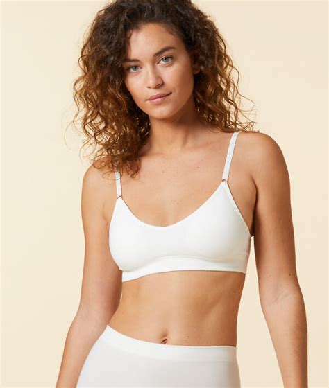 Seamless Bralette Removable Pads Amande Ecru Etam