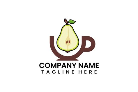 Flat coffee cup pear fruits logo icon template 23524929 Vector Art at ...