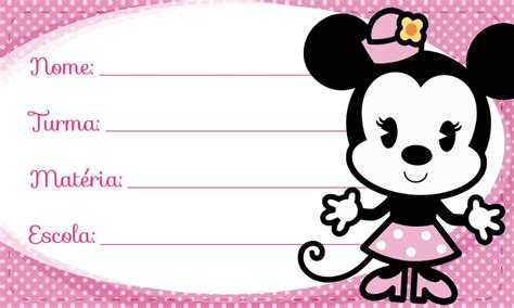 Etiqueta Escolar Personalizada Minnie Rosa Vintage Fazendo A Nossa