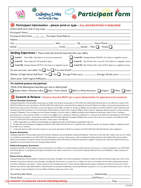 Fillable Online Participant Registration Form