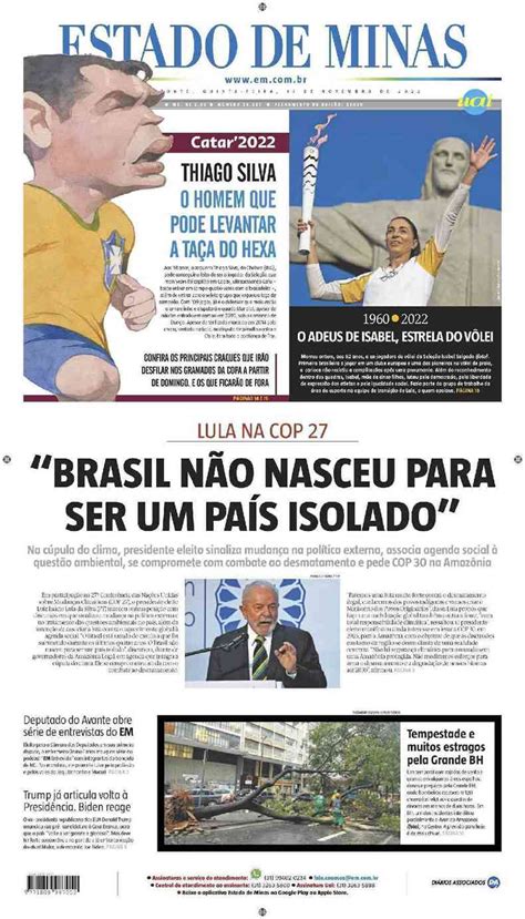 Confira A Capa Do Jornal Estado De Minas Do Dia 17 11 2022