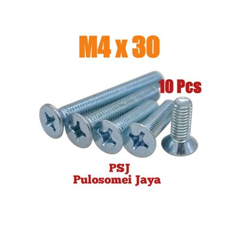 Jual Baut JF M4 X 30 Machine Screw Galvanis 10 Pcs Shopee Indonesia