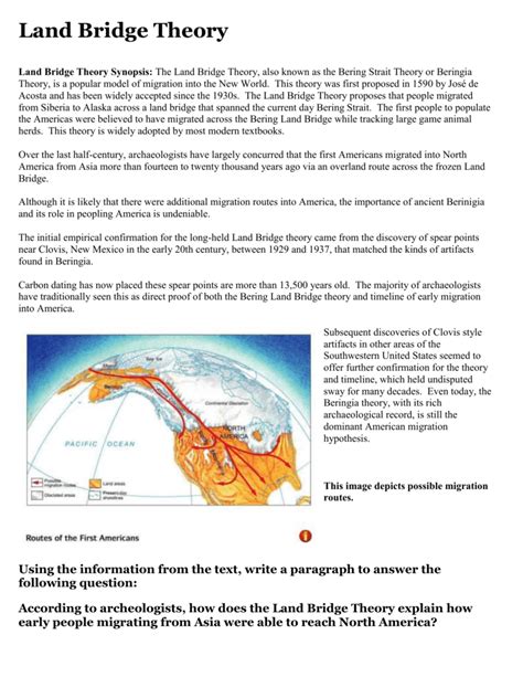 Land Bridge Theory Synopsis - Ms. Erwin