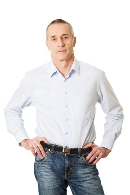 Premium Photo Mature Man Against White Background