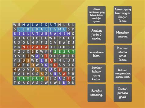 Tingkatan 4 Hindari Ajaran Sesat Wordsearch