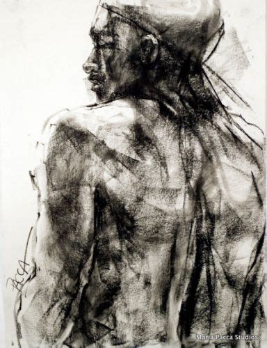 Nude Charcoal Drawings Backview Joan Reclining