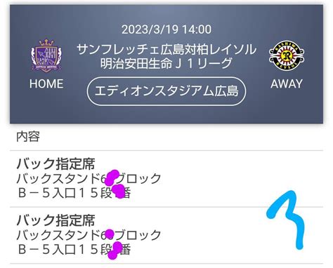 【未使用】319日 サンフレッチェ広島 Vs 柏レイソル エディオンスタジアム広島 ペア券2枚、隣同士qrチケット 送料無料の落札