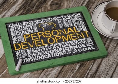 Personal Development Word Cloud On Blackboard Stock Photo