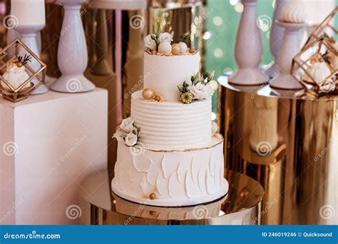 Elegant Three Tier Wedding Cake Stock Photo Image Of Style Wedding