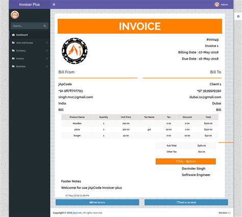 Invoicer Plus Invoice Generator Open Source Asp Net Mvc Print