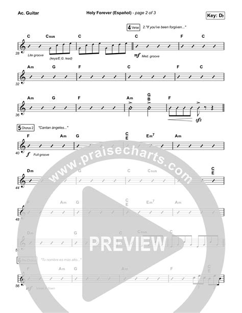 Holy Forever Español Acoustic Guitar Sheet Music PDF Chris Tomlin