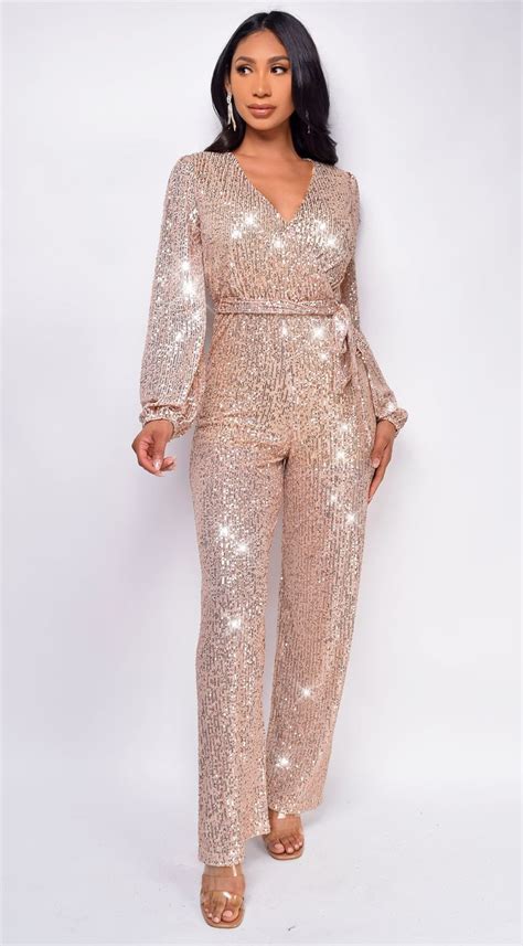 Rose Gold Dress Outfit Sequin Jumpsuit Outfit Rose Gold Sequin