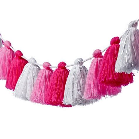 Festive Pink Pom Pom Tassel Garland Pom Pom Garland Kids Bedroom