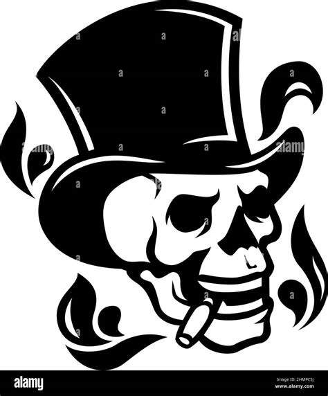 The Skull Wearing A Top Hat Smoking A Cigar Stock Vector Image And Art