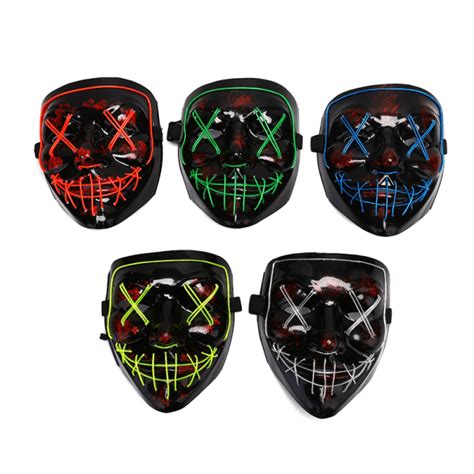 Led Glow Mask El Wire Light Up The Purge Movie Costume Blue C C Blue