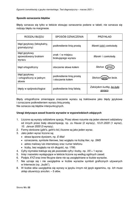 Galeria odpowiedzi niemiecki egzamin ósmoklasisty 2021 próbny 18