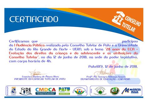 Certificado By Conselho Tutelar De Patu Issuu