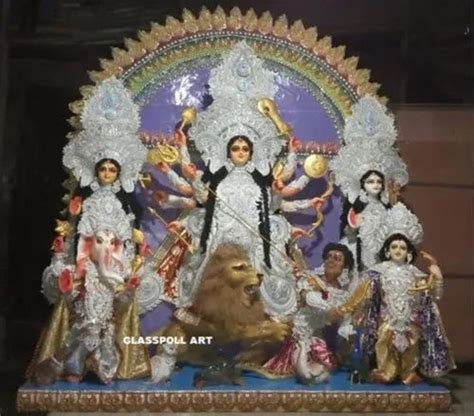 Multicolor Standing New Fiberglass Durga Idol For Worship Size H