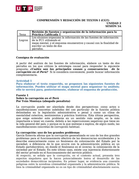 11CRT1 Fuentes de información PC01 CGT COMPRENSIÓN Y REDACCIÓN DE