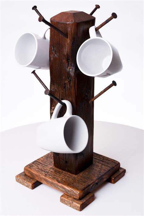 Mug Tree Handcrafted From Reclaimed Barnwood By Mortise Tenon