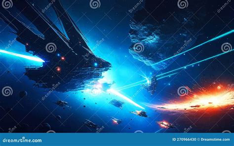 Laser Fueled Battle Amongst The Stars Intergalactic Spaceships Clash