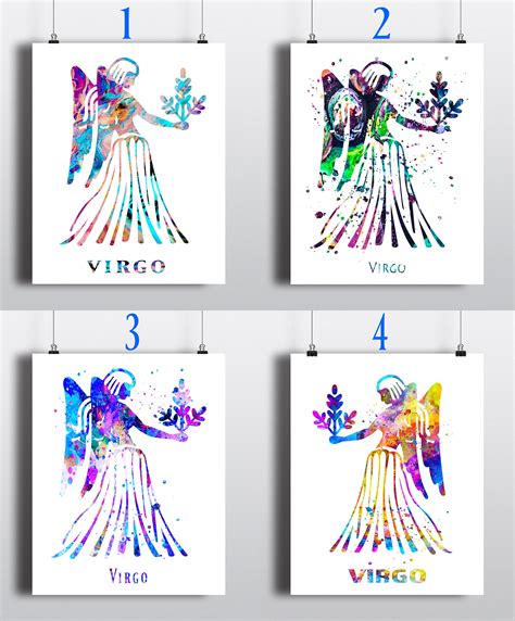 Virgo Watercolor Astrology Art Print Virgo Sign Virgo Etsy