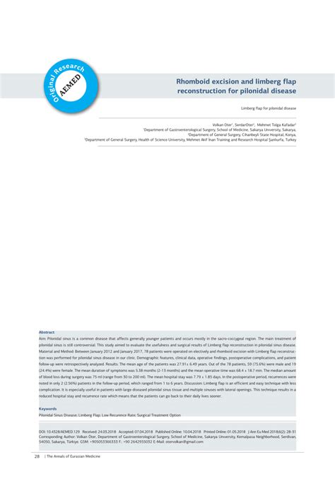 (PDF) Rhomboid excision and limberg flap reconstruction for pilonidal disease