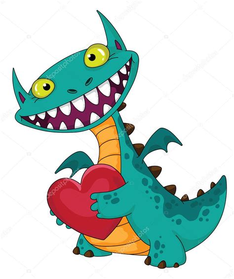 Laughing dragon and heart — Stock Vector © Polkan #6202999