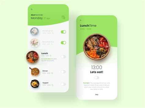 Meal Reminder App Design Layout App Ui Design App Design