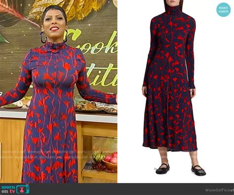 WornOnTV Tamrons Blue Poppy Print Turtleneck Dress On Tamron Hall