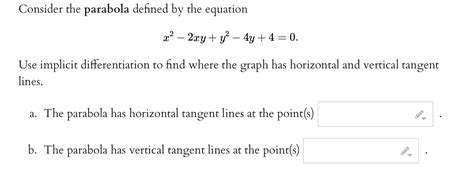 Solved Consider The Parabola Defined By The Chegg