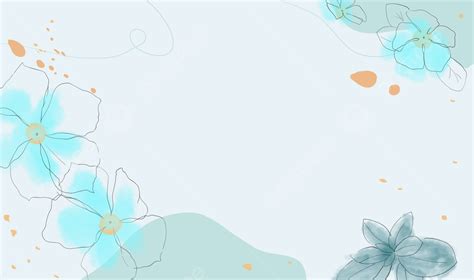 Hand Drawn Watercolor Style Background With Blue Flowers Watercolor