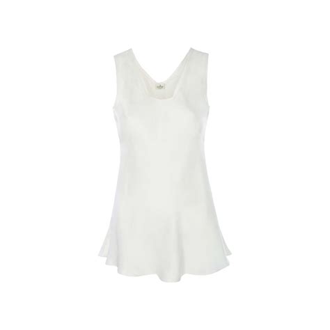 Silk Camisole Top In Plain White Thyme And Bertioli