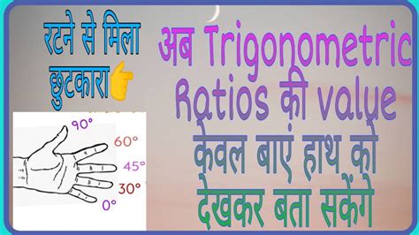 Trick For Value Of Trigonometric Ratios By Left Hand Rule Remember The Value Of Trigonometric