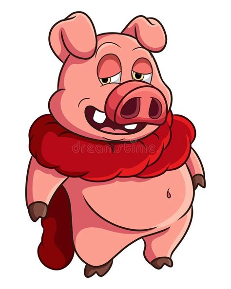 The Lazy Pig Is Standing With A Stupid Face Stock Vector Illustration