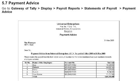 Payment Advice Report Tally ERP 9 TallyERP9Book