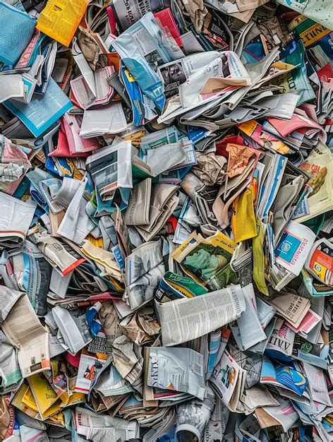 Recycling Pile Of Mixed Newspapers And Magazines Premium AI Generated