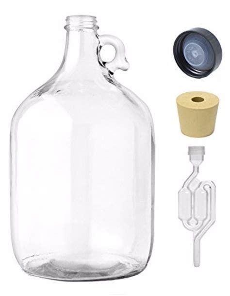 Home Brew Ohio One Gallon Glass Jug With Twin Bubble Airlock Polyseal Lid 65 Drilled Stopper